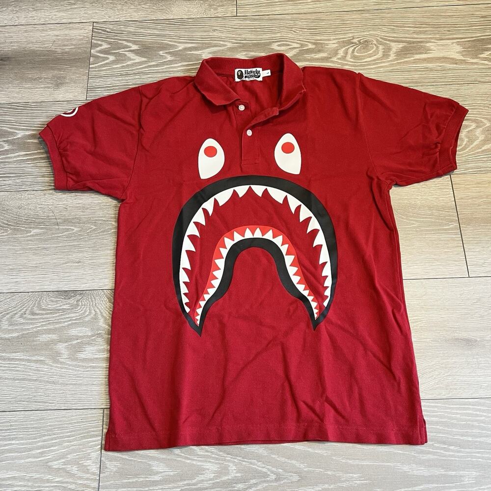Bape Shark Polo T-Shirt Red Size M